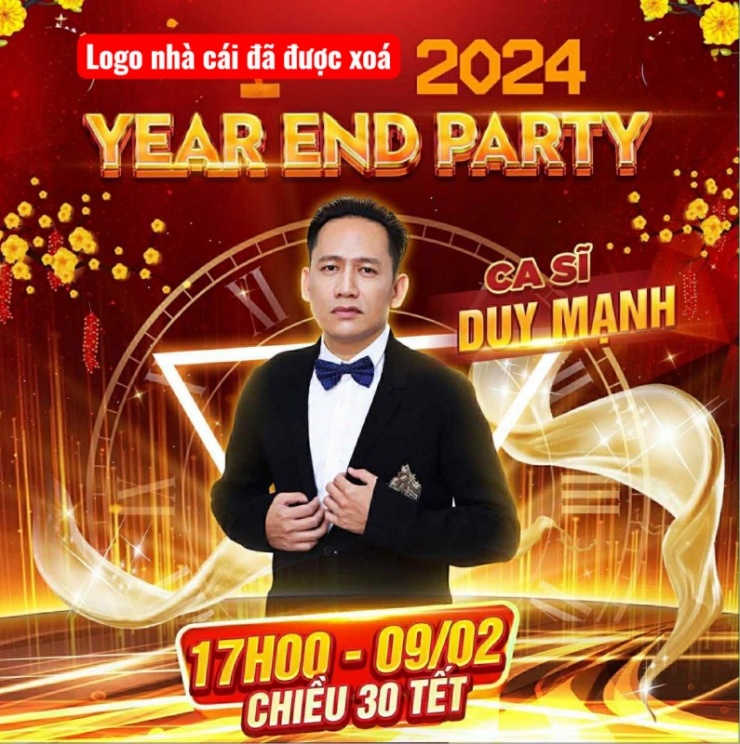 Nhà cái tại Campuchia quảng cáo show diễn của ca sỹ Duy Mạnh tại sòng bạc.