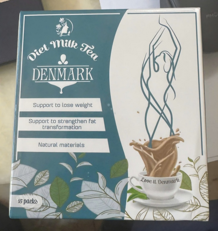 Sản phẩm trà sữa giảm cân "Viet Milk Tea Denmark" có chất cấm. Ảnh: Cơ quan chức năng.