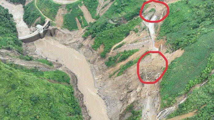 Khu vực sạt lở tại thôn Pom Khén, xã Minh Lương