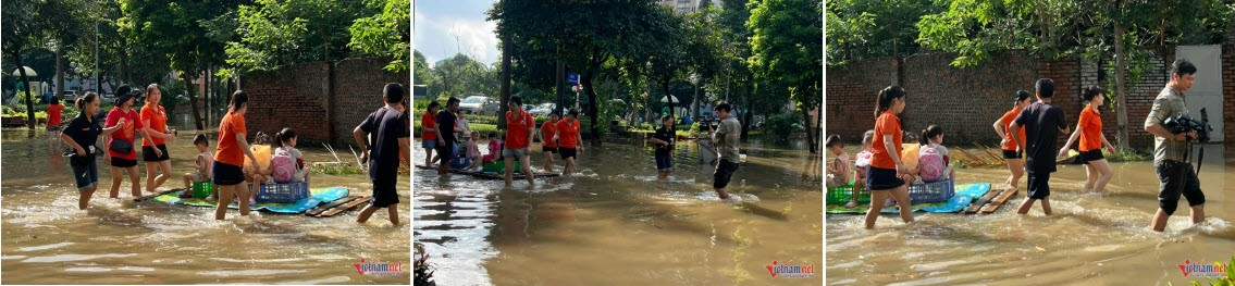 Khu đô thị, trường học thành 'ốc đảo', phụ huynh chèo thuyền đưa đón con - 1