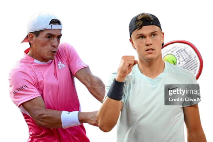 Baez (áo hồng) và Rune (áo trắng) hướng tới lần chạm trán thứ 7 giữa hai tay vợt