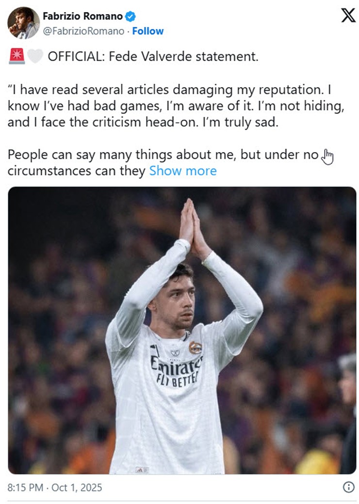 Valverde đã lên tiếng bác bỏ tin đồn từ chối thi đấu