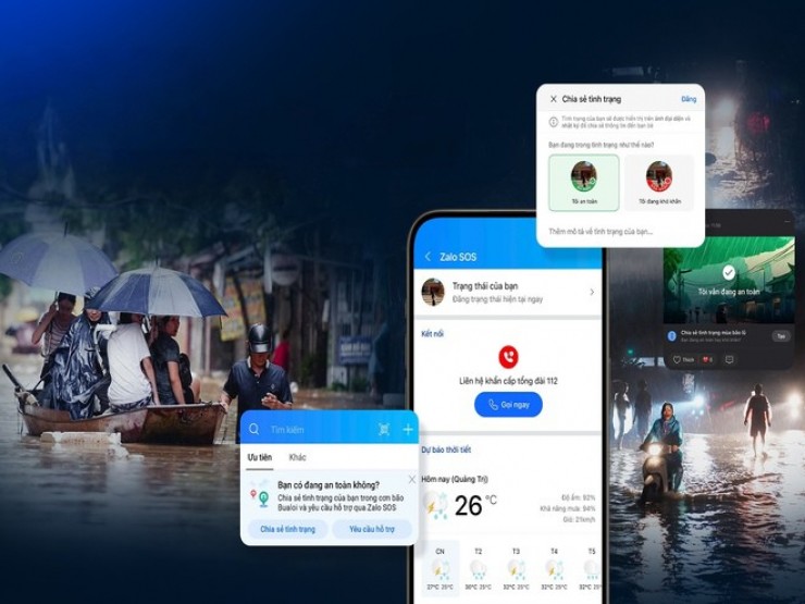 Hết bão Bualoi tới Matmo, 33.000 cuộc gọi tới tổng đài 112 qua Zalo SOS