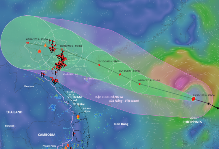 Dự báo về đường đi của bão Matmo.