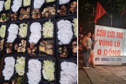 Chủ nhà hàng nấu cơm 0 đồng mời đoàn cứu trợ và bà con vùng lũ