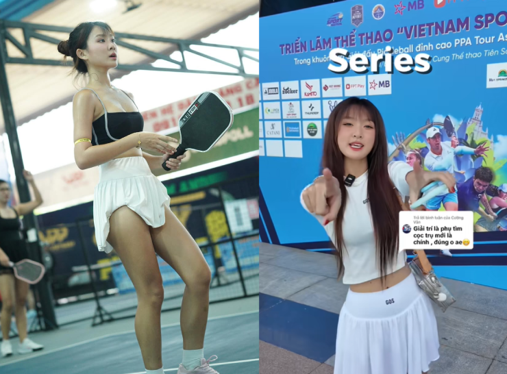 Cô gái "vén váy" chơi pickleball, xuất hiện làm nóng giải PPA Tour Vietnam Cup - 1