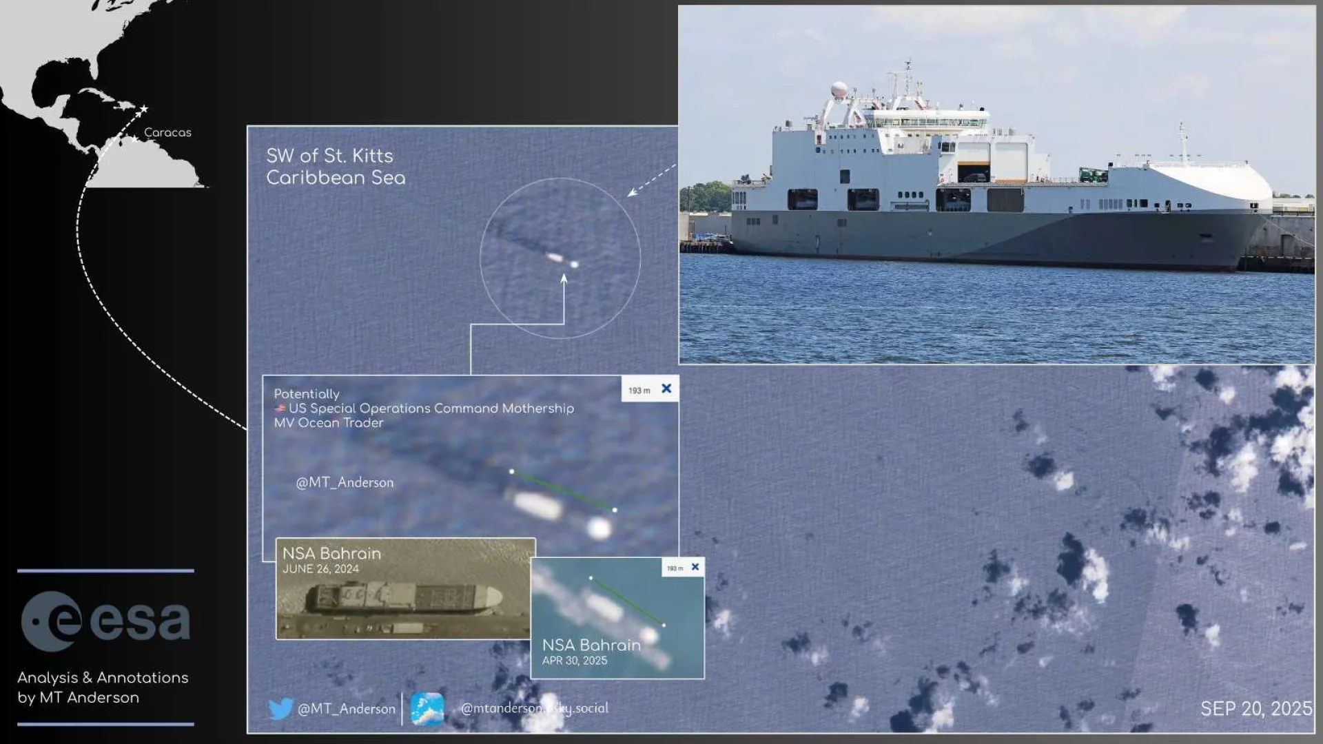 Hải quân Mỹ đã âm thầm triển khai một tàu hàng được hoán cải thành tàu hỗ trợ lực lượng đặc nhiệm ở vùng biển Caribe. Ảnh: Army Recognition.