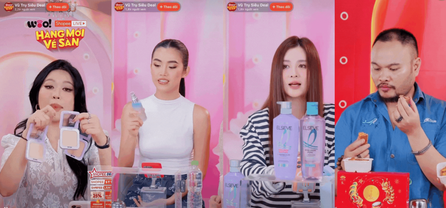 Các phiên livestream dẫn dắt bởi KOL An Phương, Cổ Ngân, Ribi Sachi, Vinh Râu và Thúy Kiều cung cấp thông tin trực quan về sản phẩm mới cho người dùng.