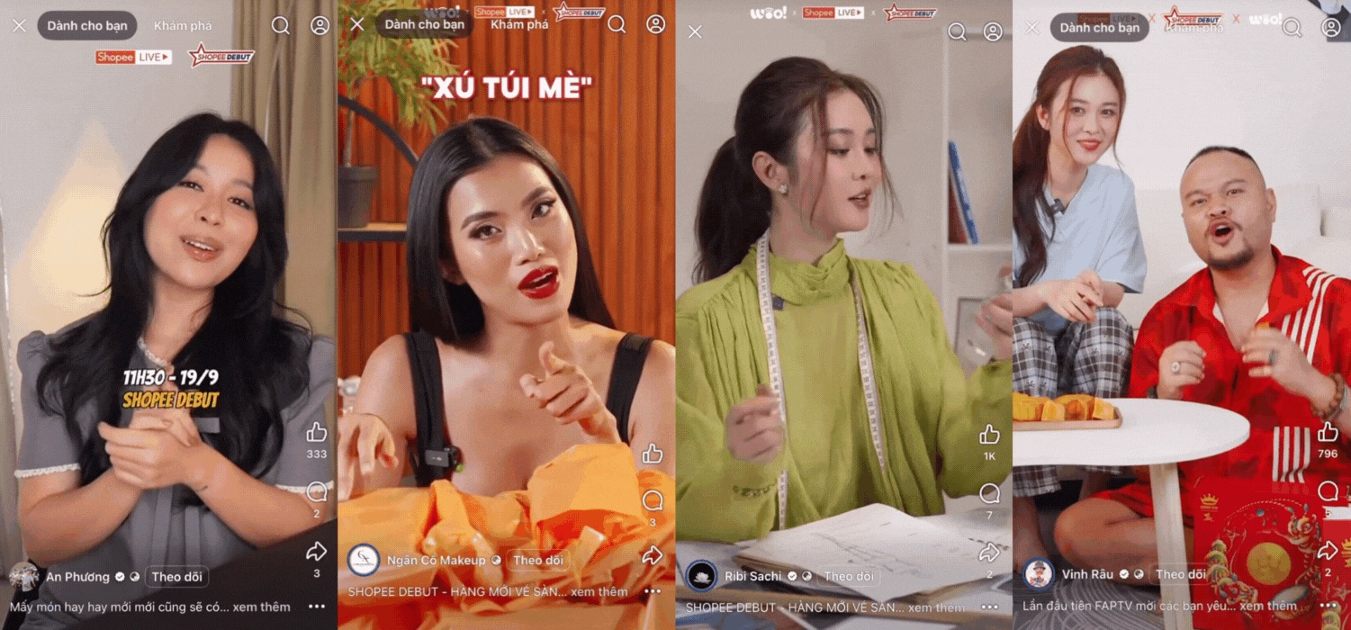 Màn ra mắt của Shopee Debut ghi dấu ấn mạnh mẽ trên mạng xã hội với loạt nội dung sáng tạo đăng tải trên trang cá nhân của các KOL.