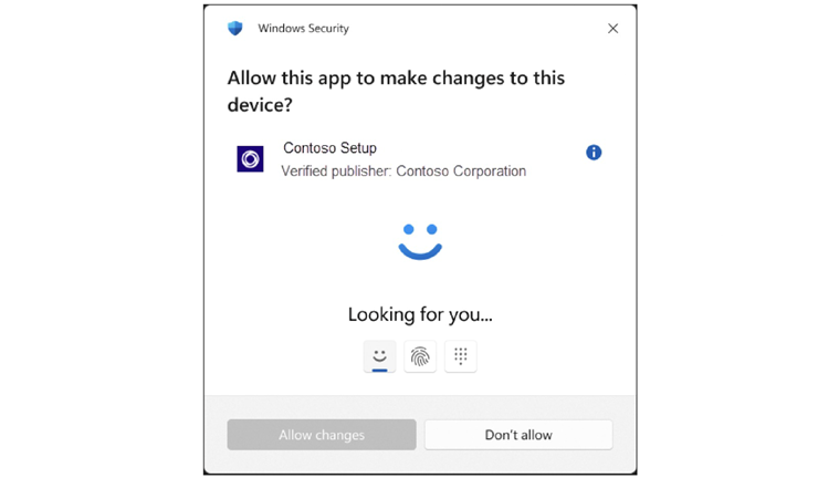 Windows 11 yêu cầu xác thực sinh trắc học với các tác vụ yêu cầu quyền quản trị.
