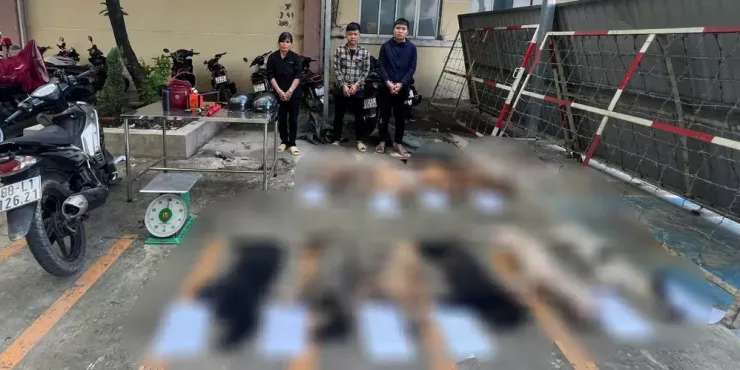 Số chó mà Trung và Vinh trộm được nặng 70kg. Ảnh: CA