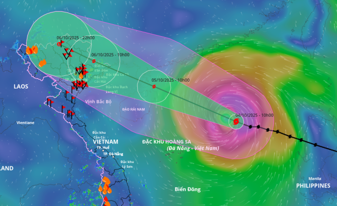 Dự báo hướng đi và vùng ảnh hưởng của bão Matmo. Ảnh: Hệ thống giám sát thiên tai