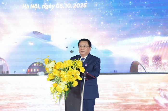 Ông Nguyễn Xuân Thắng, Ủy viên Bộ Chính trị, Giám đốc Học viện Chính trị Quốc gia Hồ Chí Minh, phát biểu tại sự kiện