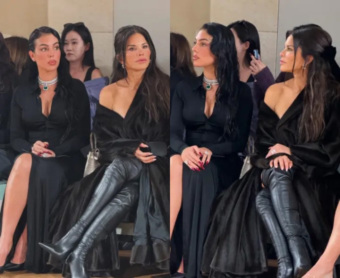 Lauren Sanchez và Georgina Rodriguez ngồi hàng đầu ở show Balenciaga. Ảnh: Page Six