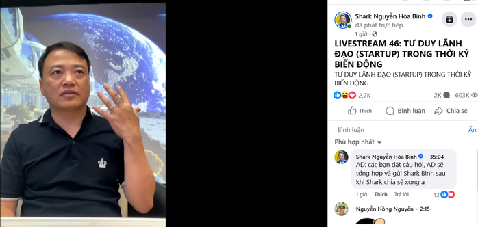 Phiên livesteam của Shark Bình trưa 6-10