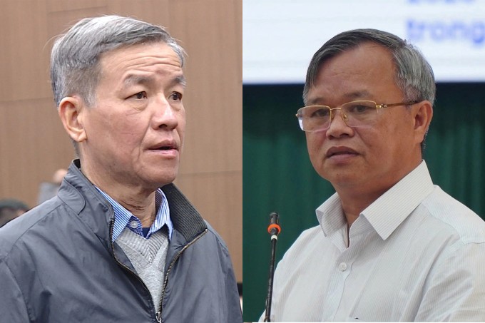 Cựu Chủ tịch UBND tỉnh Đồng Nai Đinh Quốc Thái (trái) và Cao Tiến Dũng. Ảnh: Linh Đan
