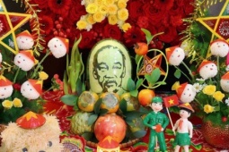 Mâm cỗ Trung thu “yêu nước” của mẹ đảm Hà Nội gây ấn tượng đặc biệt