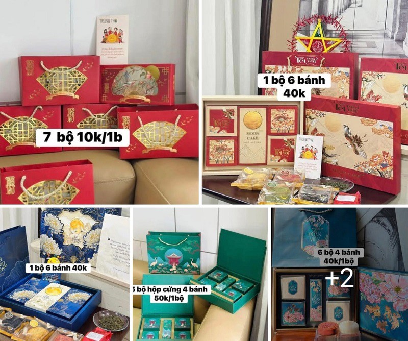 Không chỉ bánh trung thu mà hộp đựng bánh cũng được thanh lý với giá rẻ.