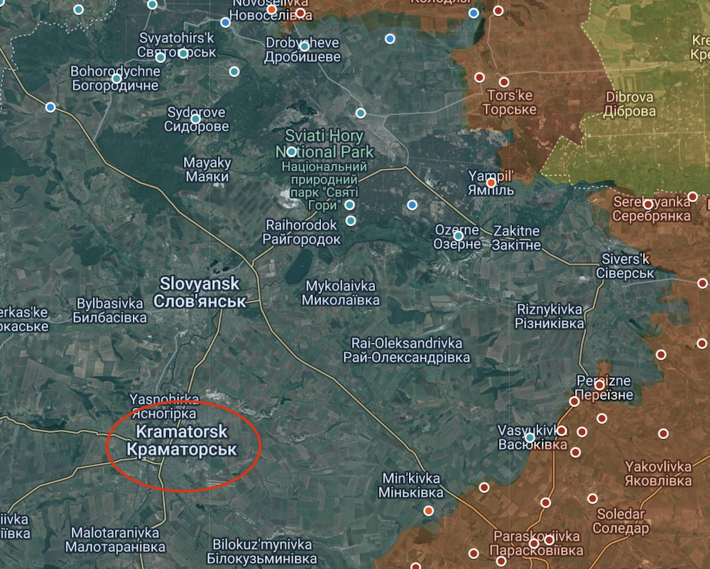 Nga đang ngày càng rút ngắn khoảng cách với thành phố Kramatorsk, miền đông Ukraine. Ảnh: Suriyak/X.