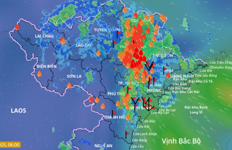 Mưa lớn diễn ra khắp miền Bắc. Nguồn: VNDMS