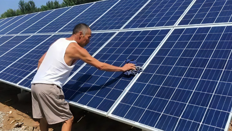 Nhờ những tấm pin mặt trời lắp trên mái nhà, nhiều cụ già ở nông thôn Trung Quốc không còn chỉ trông chờ vào ruộng đồng mà vẫn có thể tự tạo thu nhập ổn định, bớt gánh nặng cho con cháu. Ảnh: Baidu