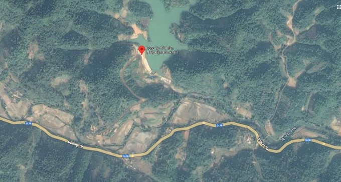 Chấm đỏ là vị trí Thủy điện Bắc Khê 1. Ảnh:&nbsp;Gmap