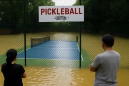 Thể thao - Đau đầu chơi pickleball ngày mưa bão:  Sân ngập, khách không thể đến vẫn mất tiền
