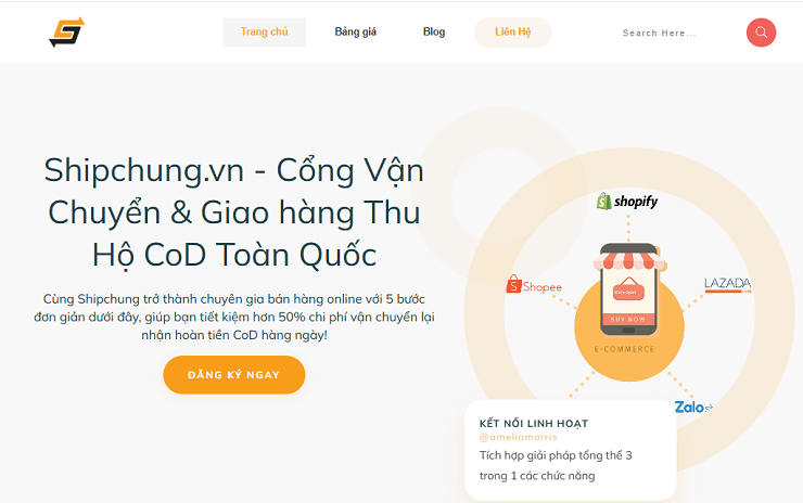 Shipchung là cổng giao nhận vận chuyển giao hàng và&nbsp;thu tiền (COD) đầu tiên tại Việt Nam.