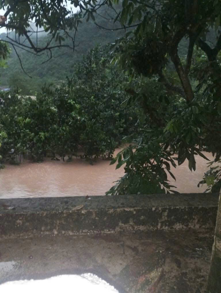 Nước ngập cao lên gần mái nhà.