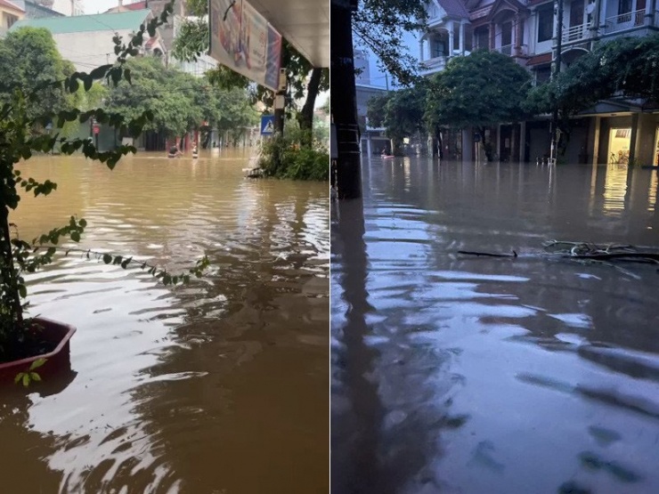 Khu phố nơi chị Trang sinh sống chìm trong biển nước ngày 7/10. Ảnh: NVCC