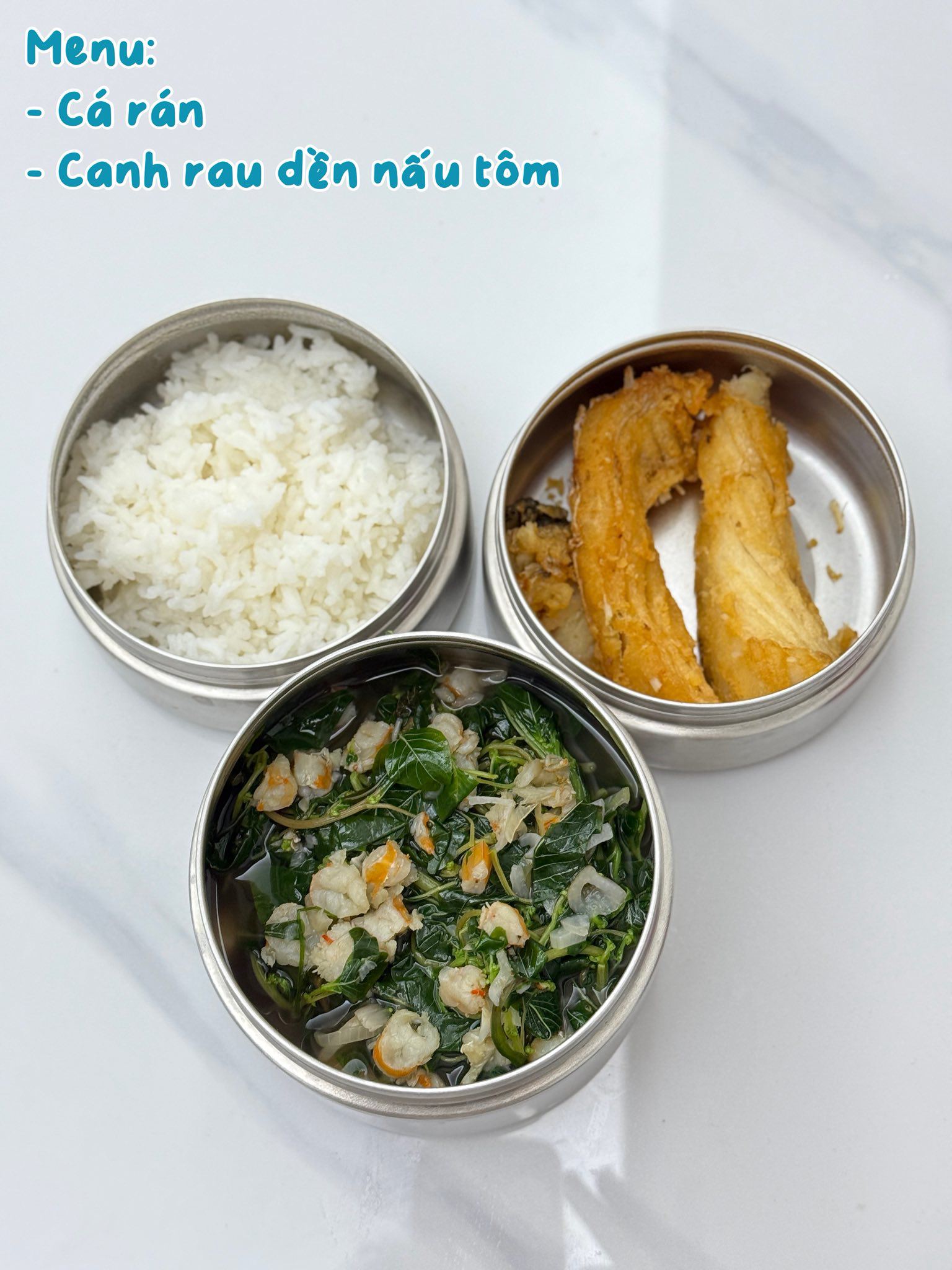 Cá rán - Canh rau dền nấu tôm