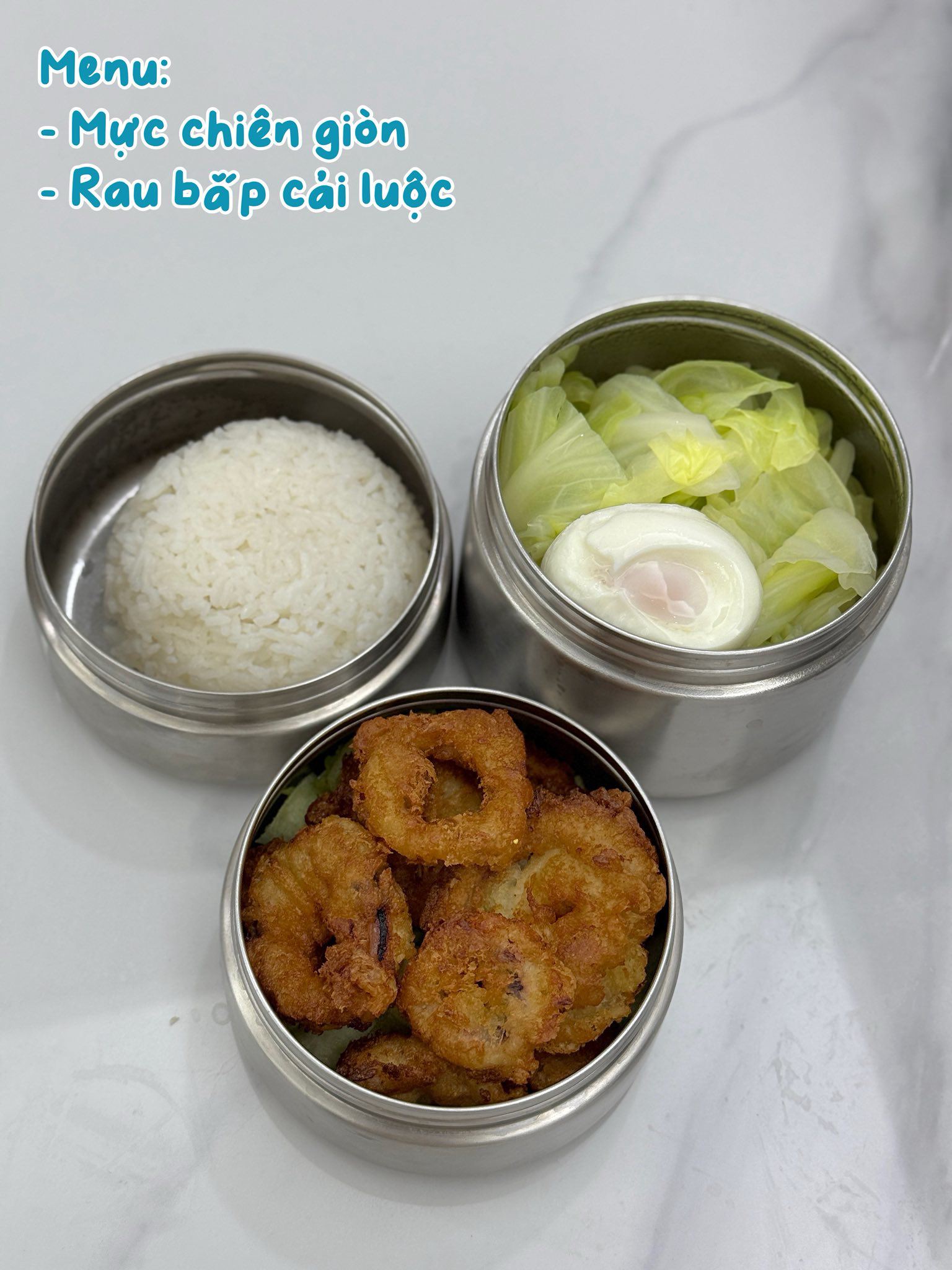 Mực chiên giòn - Bắp cải luộc
