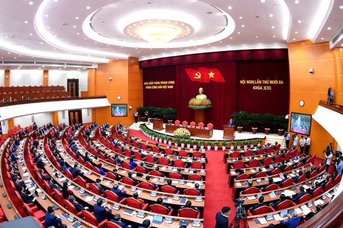 Phiên bế mạc Hội nghị Trung ương 13, sáng 8/10. Ảnh: Gia Hân