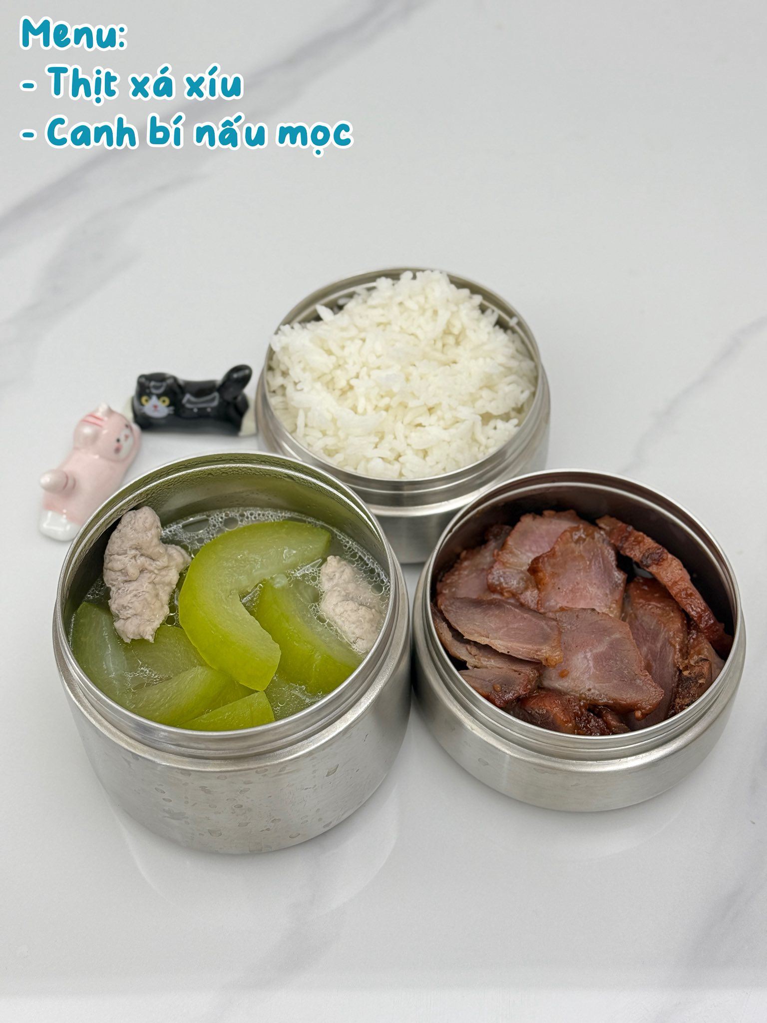 Thịt xá xíu - Canh bí nấu mọc