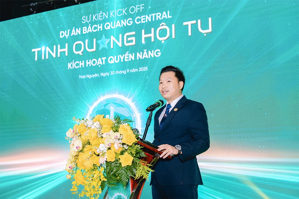 Ông Dương Văn Sỹ - TGĐ An Vượng Land - đại diện đơn vị phát triển dự án phát biểu tại sự kiện