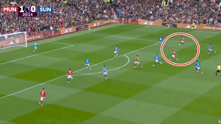 Hình ảnh minh chứng cho công thức Mbeumo - Diallo bên hành lang phải Man United