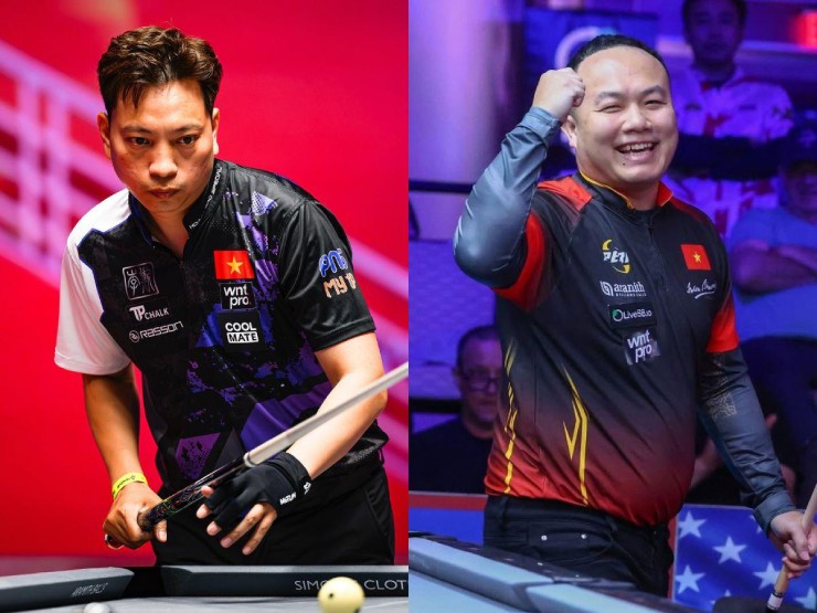 Hoàng "Sao" (bên trái) thắng trắng 9-0 trước Anh Tuấn (bên phải) ở trận đấu diễn ra vào chiều 9/10