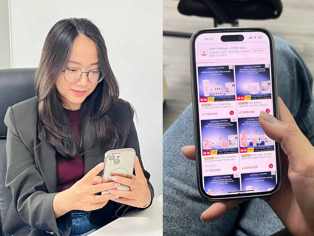 Chị Hằng tranh thủ chọn sản phẩm để sẵn sàng chốt đơn dịp 10/10.