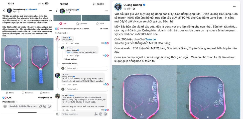 Những ngày vừa qua, trang cá nhân của Quang Dương thường xuyên chia sẻ nhìn ảnh đồng bào Việt Nam gặp khó khăn cũng như các hoạt động chống lũ lụt khắp cả nước.