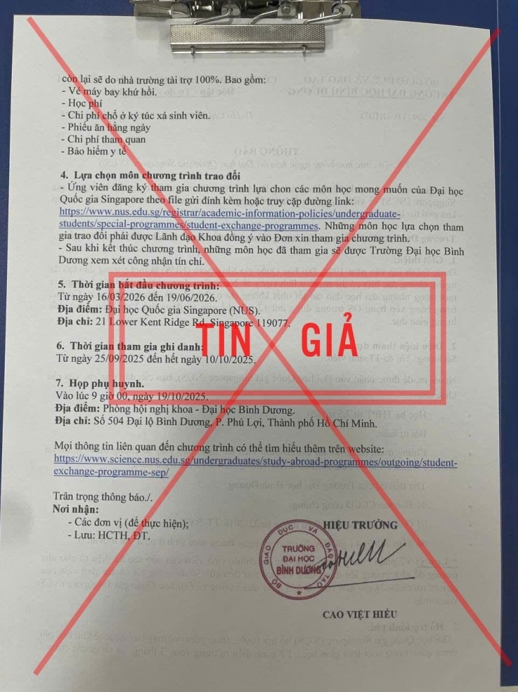 Văn bản giả mạo được chia sẻ trên mạng xã hội