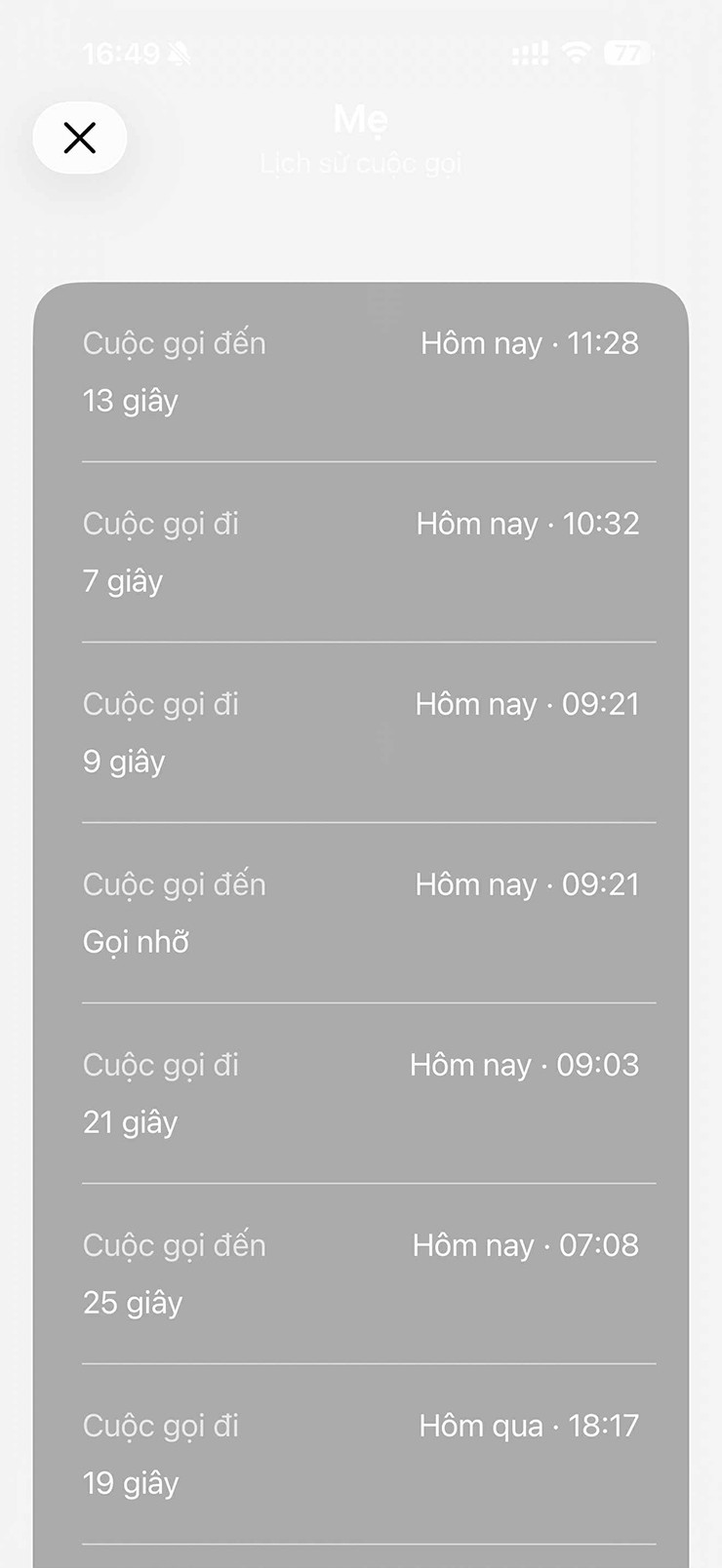 Việc xem lại lịch sử cuộc gọi với iOS 26 diễn ra rất đơn giản.