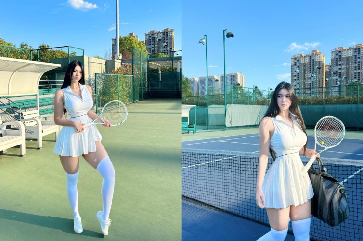 Sae Beyok như "thiên thần" trong bộ đồ toàn màu trắng