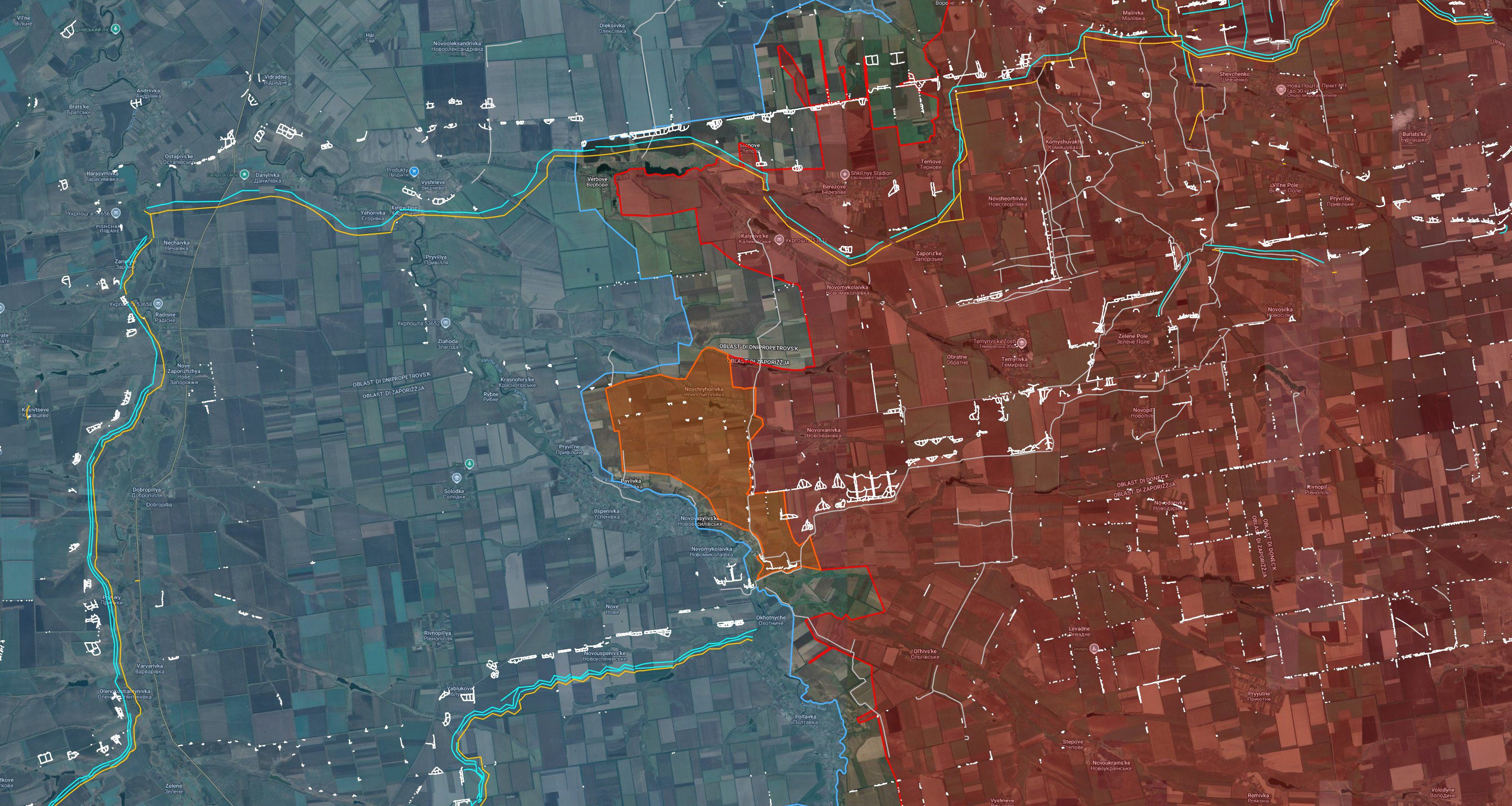 Quân đội Nga đang đạt bước tiến nhanh ở mặt trận phía nam vùng Donetsk, bám theo tuyến phòng thủ mà Ukraine xây dựng. Ảnh: Euromaidan Press.