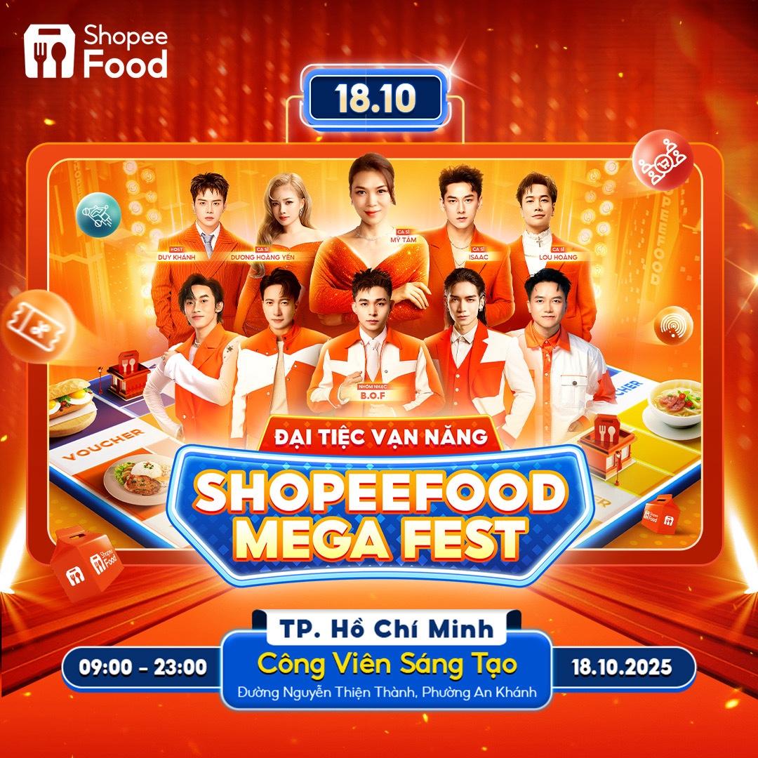 Những thương hiệu ẩm thực nổi tiếng, hoạt động giải trí đặc sắc và dàn nghệ sĩ nổi tiếng sẽ cùng hội tụ tại “Đại Tiệc Vạn Năng - ShopeeFood Mega Fest".