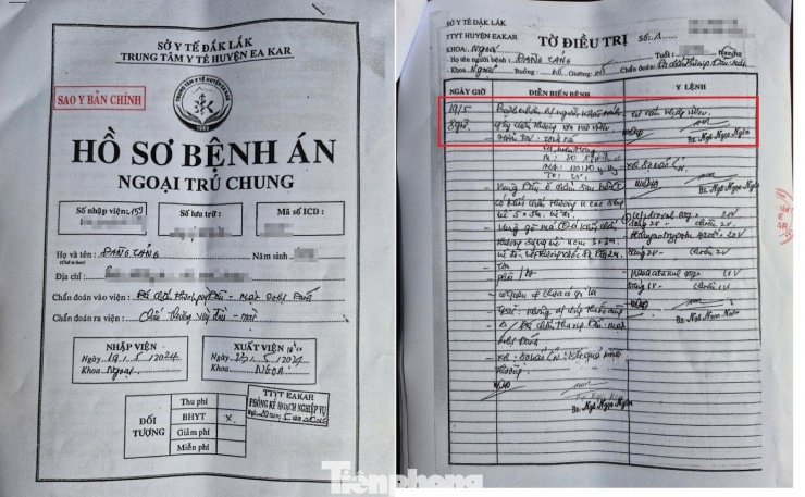 Hồ sơ bệnh án của ông Tảng cho thấy ông Tảng nhập viện lúc 8 giờ ngày 19/5/2024.