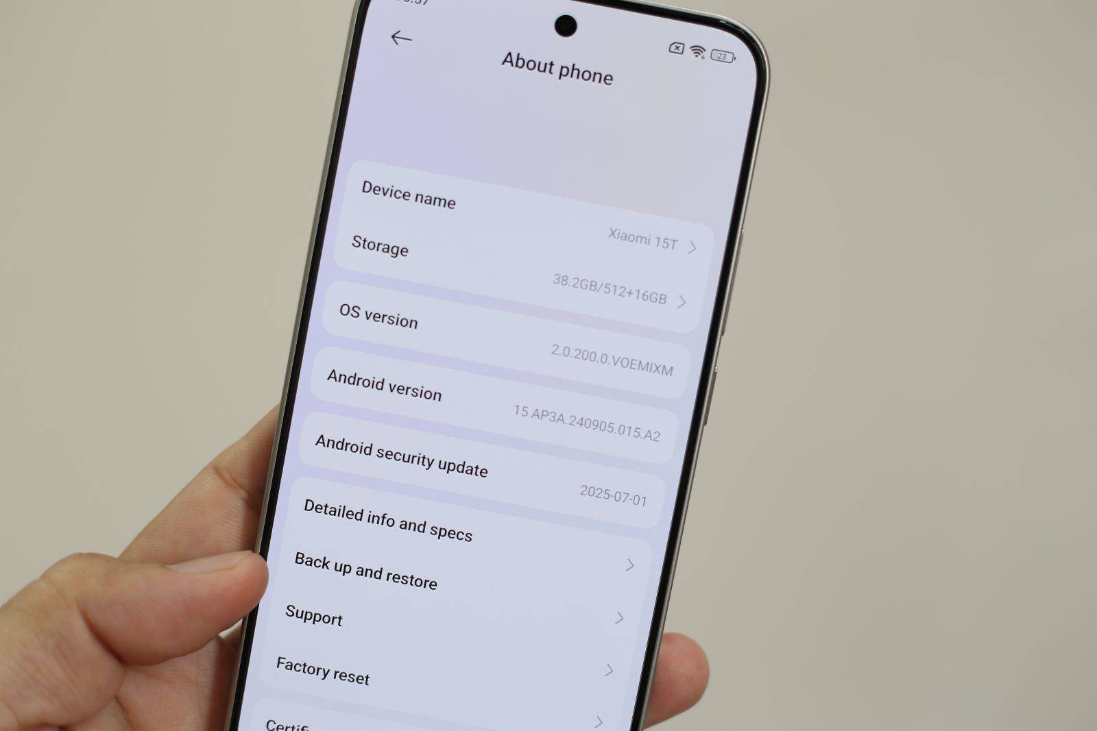 Cấu hình chiếc Xiaomi 15T thực tế trải nghiệm.