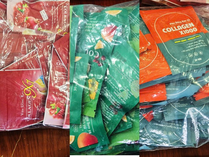 "Viên Collagen" bị cho có chất cấm ảnh hưởng nghiêm trọng sức khỏe người tiêu dùng. Ảnh: Công an TP HCM