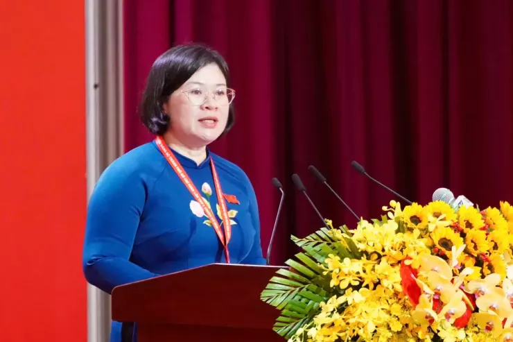 Bà Văn Thị Bạch Tuyết, Phó Bí thư Thành ủy, Trưởng Ban Tổ chức Thành ủy TP.HCM. Ảnh: BTC Đại hội.