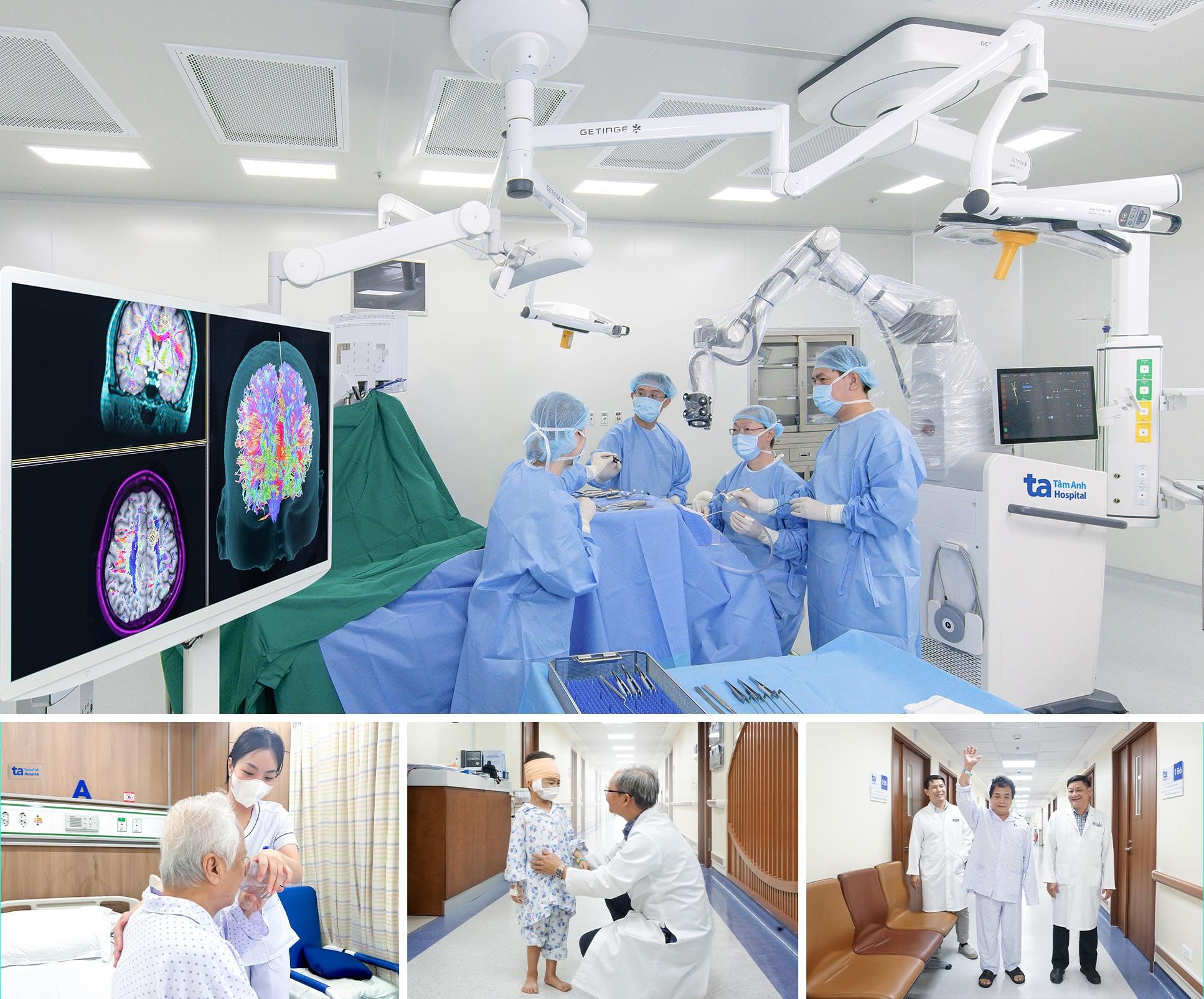 Bệnh viện Đa khoa Tâm Anh TP.HCM đã thực hiện thành công hàng trăm ca mổ u não, u tủy sống và đột quỵ xuất huyết não đầu tiên bằng Robot AI Modus V Synaptive. Ảnh: BVĐK Tâm Anh.