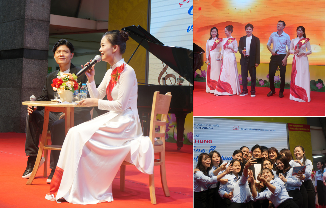 Nam nhạc sĩ nhận được sự yêu mến đặc biệt của các em nhỏ và giáo viên trong trường